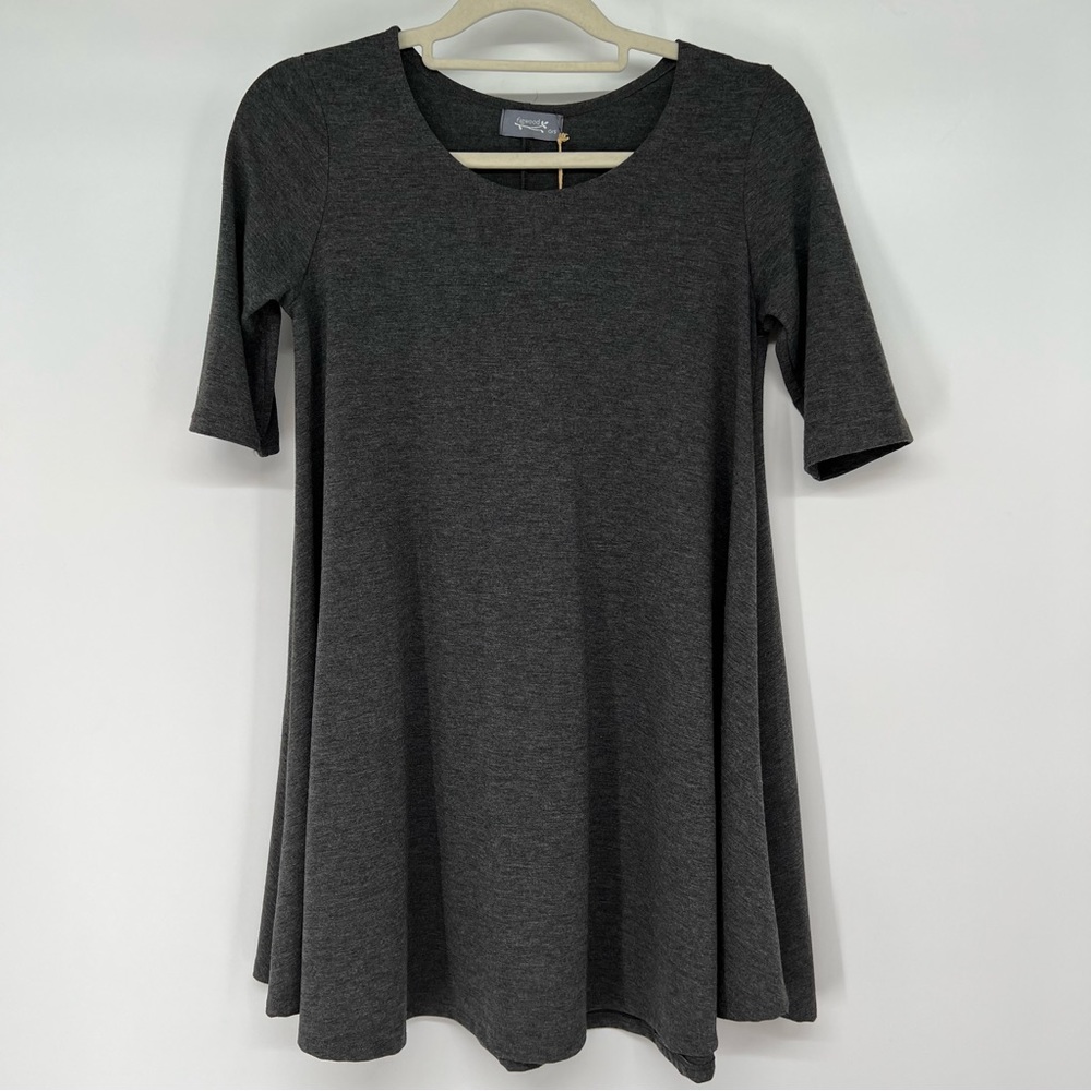 NWT Figwood Swing Dress with Half Sleeve One Size Dark Gray Rayon Tunic